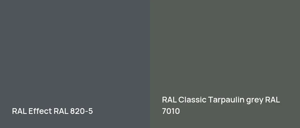 RAL Effect  RAL 820-5 vs RAL Classic  Tarpaulin grey RAL 7010