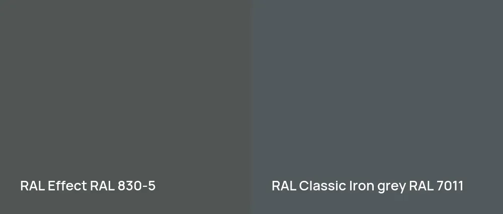 RAL Effect  RAL 830-5 vs RAL Classic  Iron grey RAL 7011