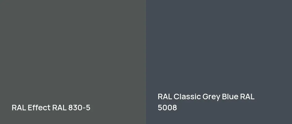RAL Effect  RAL 830-5 vs RAL Classic Grey Blue RAL 5008