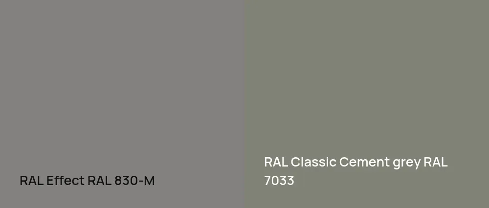 RAL Effect  RAL 830-M vs RAL Classic  Cement grey RAL 7033