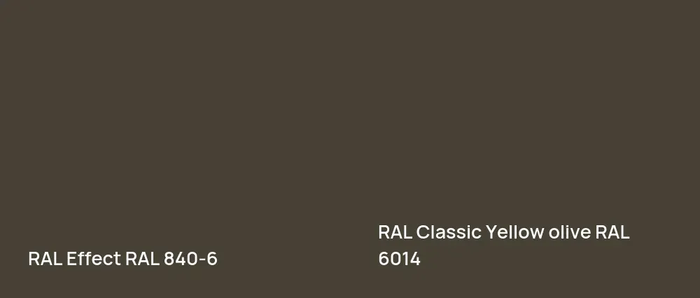 RAL Effect  RAL 840-6 vs RAL Classic  Yellow olive RAL 6014