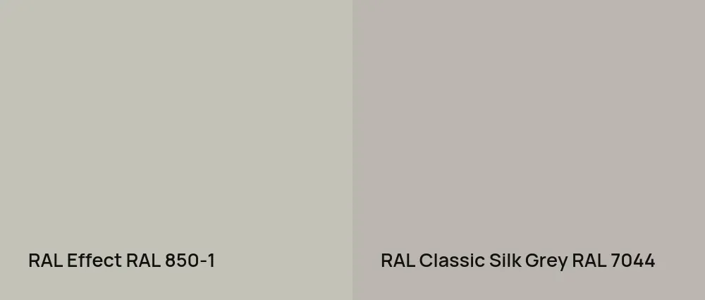 RAL Effect  RAL 850-1 vs RAL Classic Silk Grey RAL 7044