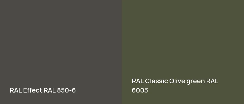 RAL Effect  RAL 850-6 vs RAL Classic  Olive green RAL 6003