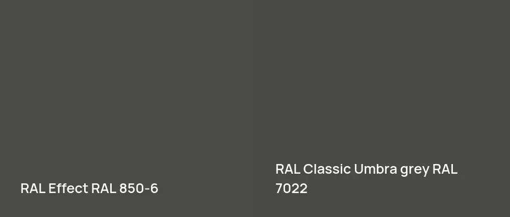 RAL Effect  RAL 850-6 vs RAL Classic  Umbra grey RAL 7022