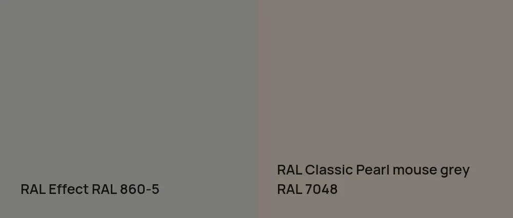 RAL Effect  RAL 860-5 vs RAL Classic  Pearl mouse grey RAL 7048