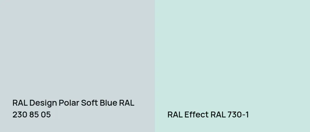 RAL Design Polar Soft Blue RAL 230 85 05 vs RAL Effect  RAL 730-1