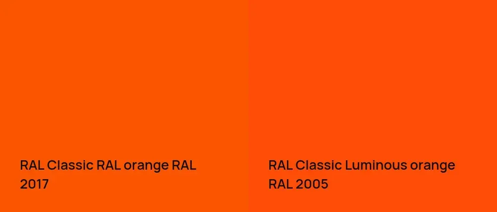 RAL Classic  RAL orange RAL 2017 vs RAL Classic  Luminous orange RAL 2005