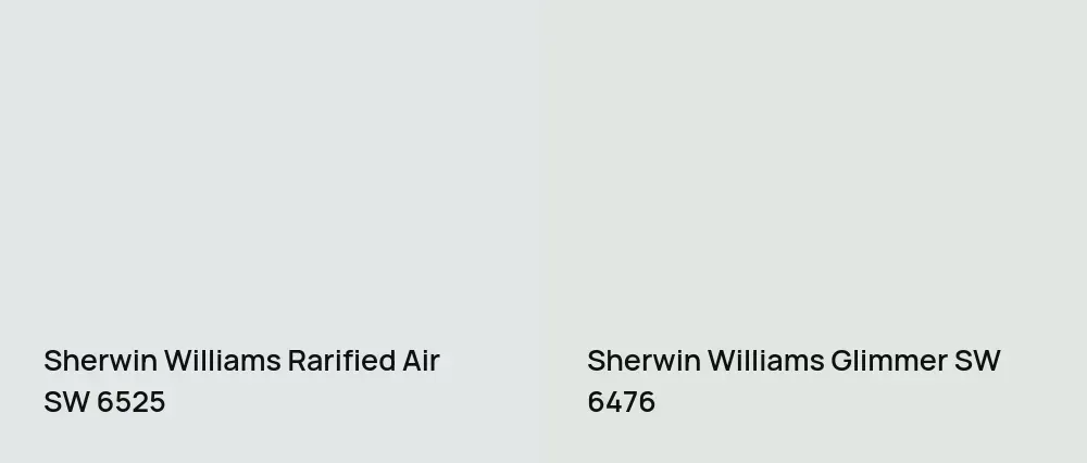 Sherwin Williams Rarified Air SW 6525 vs Sherwin Williams Glimmer SW 6476