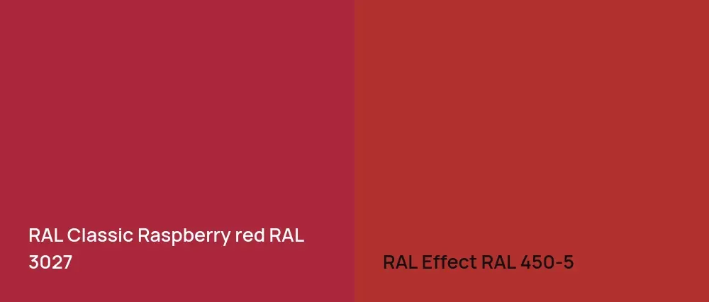 RAL Classic  Raspberry red RAL 3027 vs RAL Effect  RAL 450-5