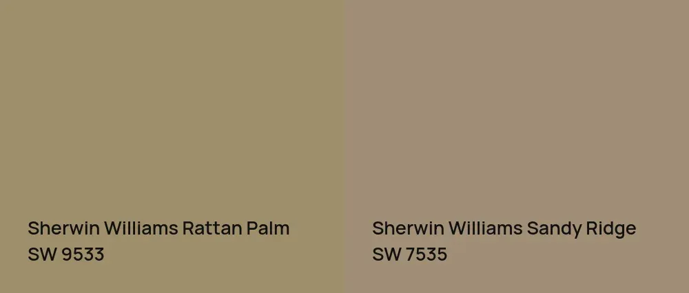 Sherwin Williams Rattan Palm SW 9533 vs Sherwin Williams Sandy Ridge SW 7535