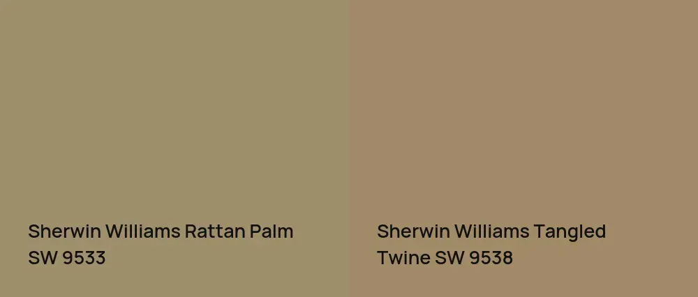 Sherwin Williams Rattan Palm SW 9533 vs Sherwin Williams Tangled Twine SW 9538