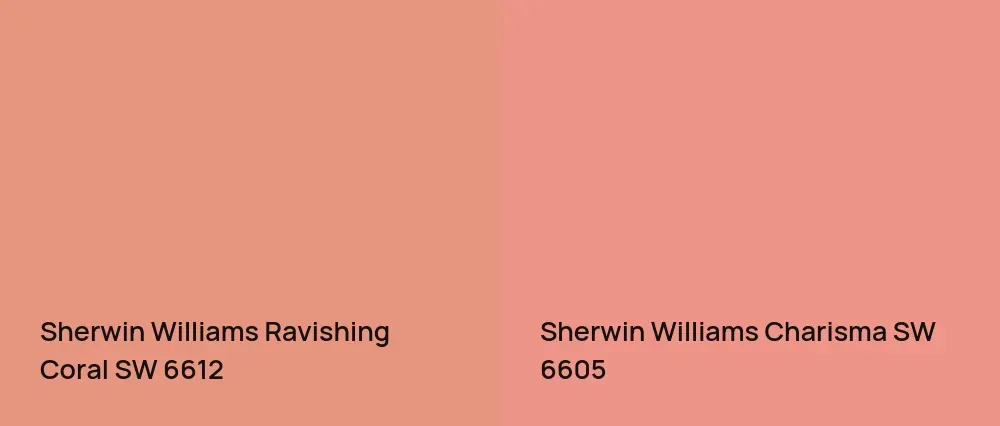 Sherwin Williams Ravishing Coral SW 6612 vs Sherwin Williams Charisma SW 6605