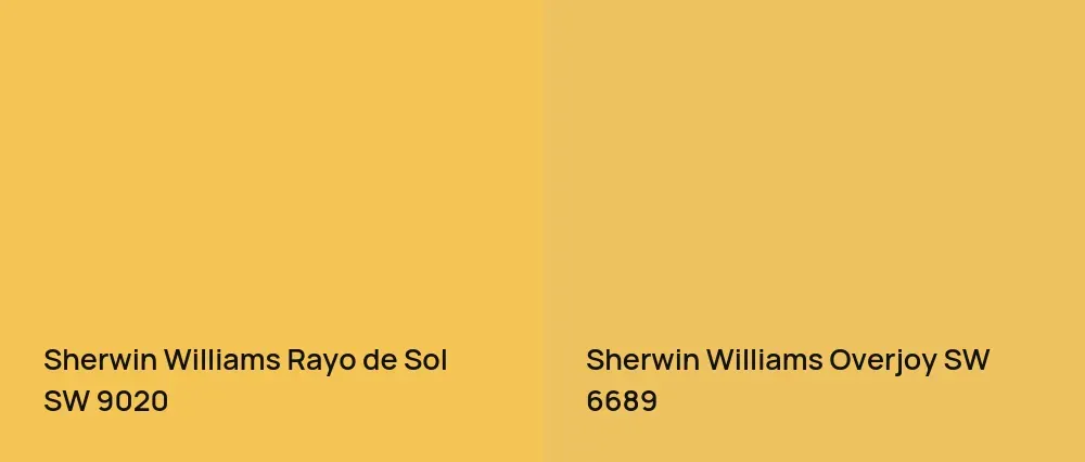 Sherwin Williams Rayo de Sol SW 9020 vs Sherwin Williams Overjoy SW 6689