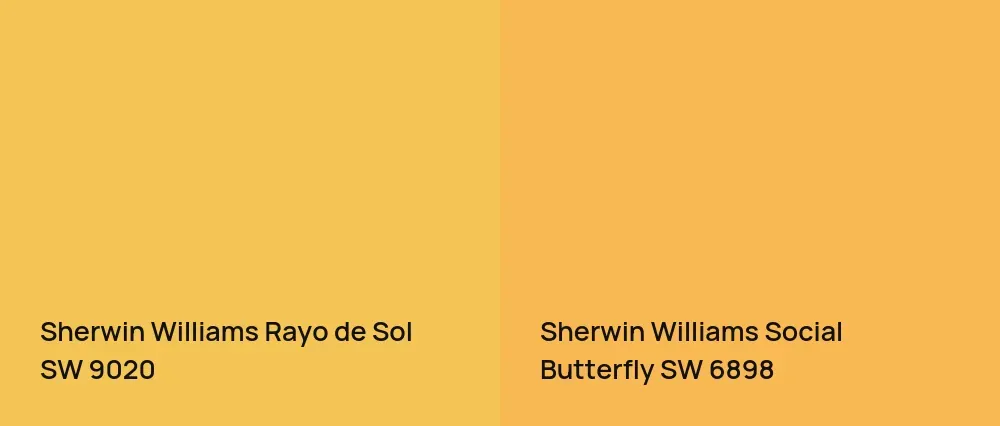 Sherwin Williams Rayo de Sol SW 9020 vs Sherwin Williams Social Butterfly SW 6898