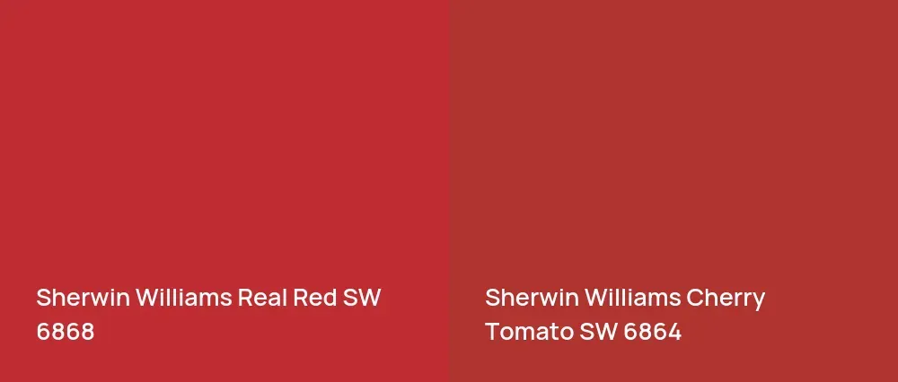 Sherwin Williams Real Red SW 6868 vs Sherwin Williams Cherry Tomato SW 6864