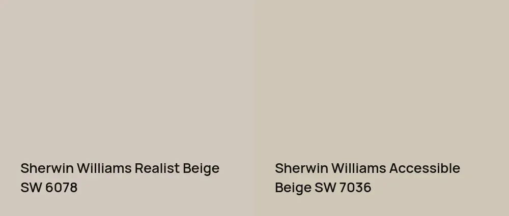 Sherwin Williams Realist Beige SW 6078 vs Sherwin Williams Accessible Beige SW 7036