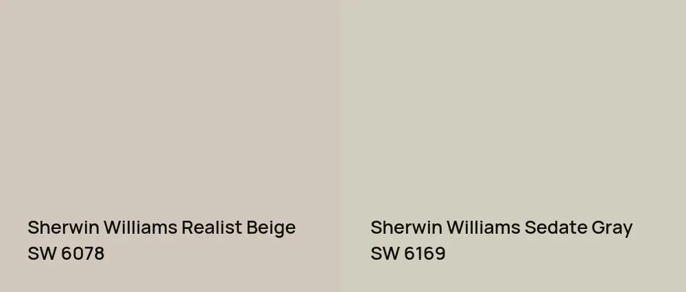 Sherwin Williams Realist Beige SW 6078 vs Sherwin Williams Sedate Gray SW 6169