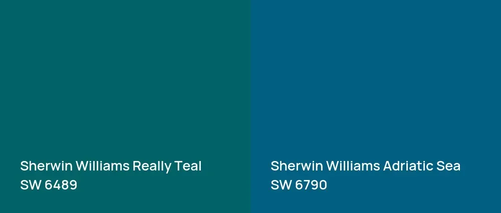 Sherwin Williams Really Teal SW 6489 vs Sherwin Williams Adriatic Sea SW 6790