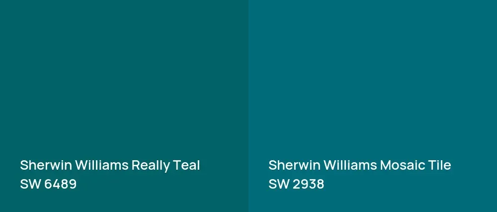 Sherwin Williams Really Teal SW 6489 vs Sherwin Williams Mosaic Tile SW 2938