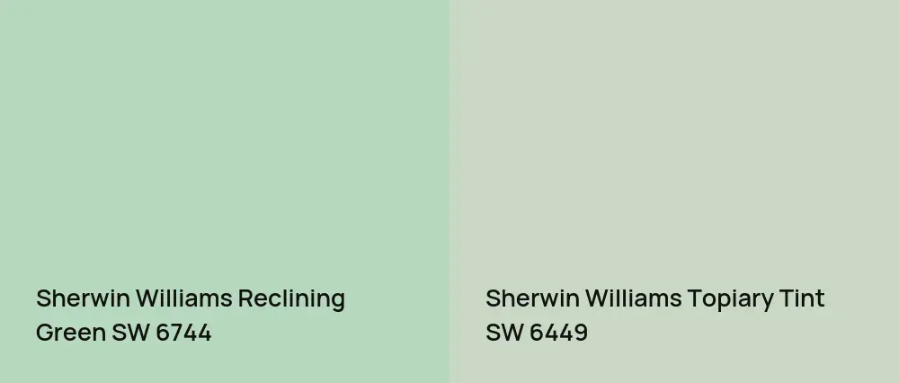 Sherwin Williams Reclining Green SW 6744 vs Sherwin Williams Topiary Tint SW 6449