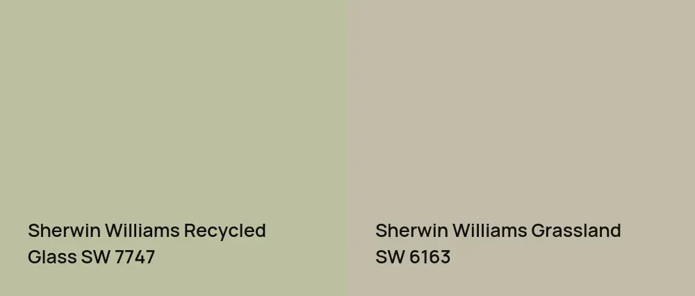 Sherwin Williams Recycled Glass SW 7747 vs Sherwin Williams Grassland SW 6163