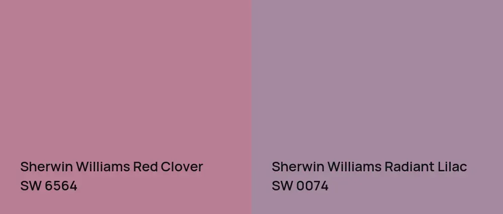 Sherwin Williams Red Clover SW 6564 vs Sherwin Williams Radiant Lilac SW 0074