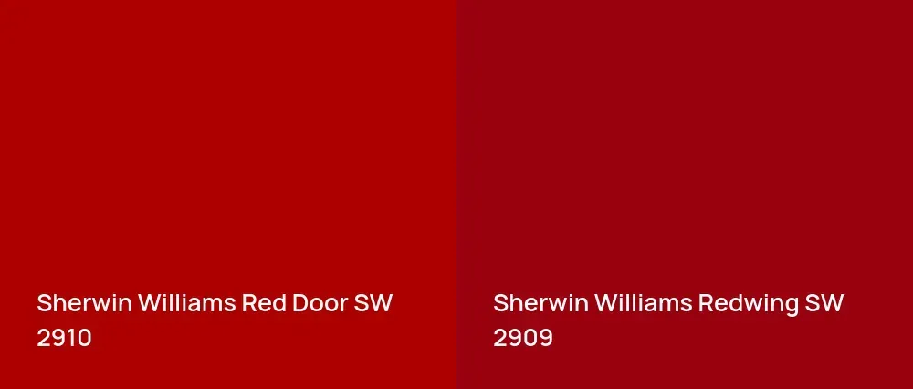 Sherwin Williams Red Door SW 2910 vs Sherwin Williams Redwing SW 2909