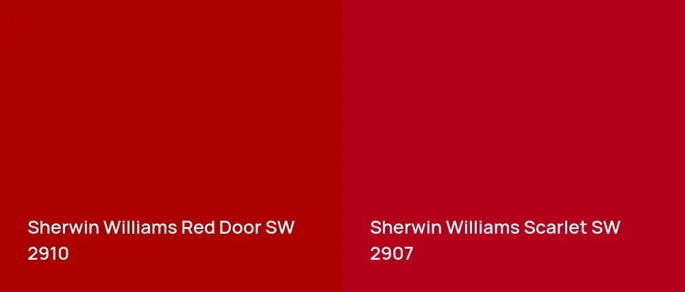 Sherwin Williams Red Door SW 2910 vs Sherwin Williams Scarlet SW 2907