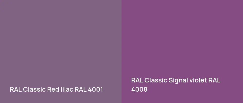 RAL Classic  Red lilac RAL 4001 vs RAL Classic  Signal violet RAL 4008