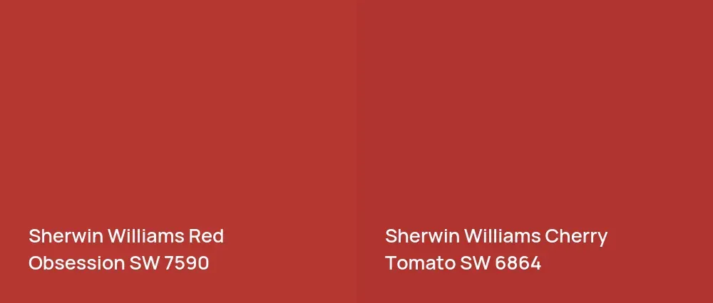 Sherwin Williams Red Obsession SW 7590 vs Sherwin Williams Cherry Tomato SW 6864