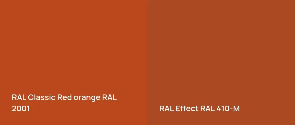 RAL Classic  Red orange RAL 2001 vs RAL Effect  RAL 410-M