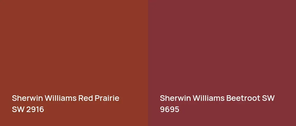Sherwin Williams Red Prairie SW 2916 vs Sherwin Williams Beetroot SW 9695