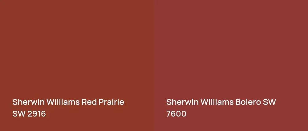 Sherwin Williams Red Prairie SW 2916 vs Sherwin Williams Bolero SW 7600