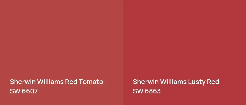 Sherwin Williams Red Tomato SW 6607 vs Sherwin Williams Lusty Red SW 6863