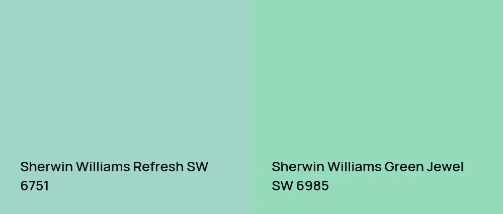 Sherwin Williams Refresh SW 6751 vs Sherwin Williams Green Jewel SW 6985