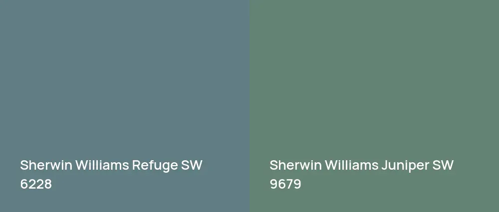 Sherwin Williams Refuge SW 6228 vs Sherwin Williams Juniper SW 9679