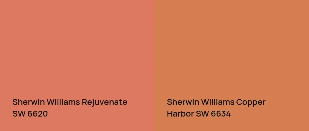 Sherwin Williams Rejuvenate SW 6620 vs Sherwin Williams Copper Harbor SW 6634