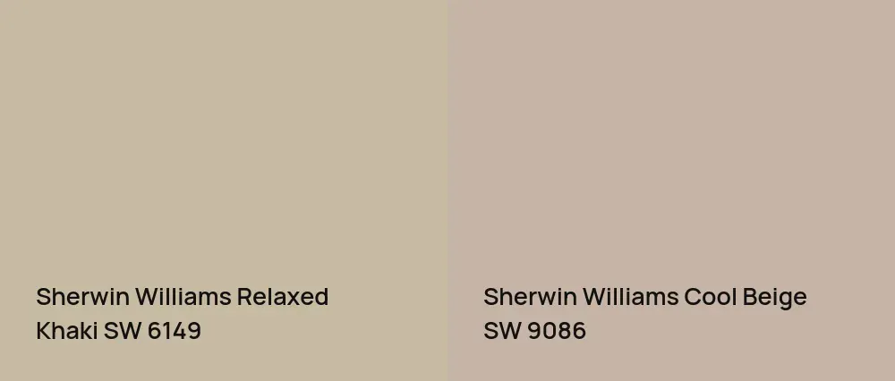 Sherwin Williams Relaxed Khaki SW 6149 vs Sherwin Williams Cool Beige SW 9086