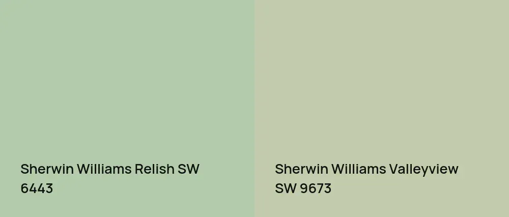 Sherwin Williams Relish SW 6443 vs Sherwin Williams Valleyview SW 9673