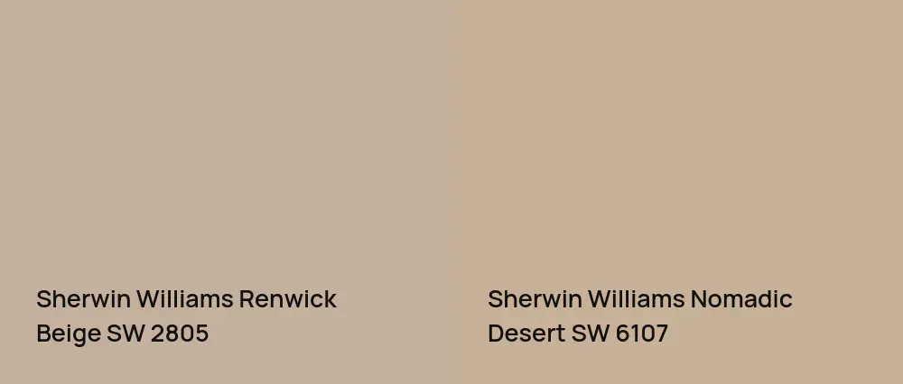 Sherwin Williams Renwick Beige SW 2805 vs Sherwin Williams Nomadic Desert SW 6107