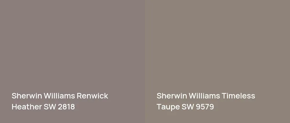 Sherwin Williams Renwick Heather SW 2818 vs Sherwin Williams Timeless Taupe SW 9579