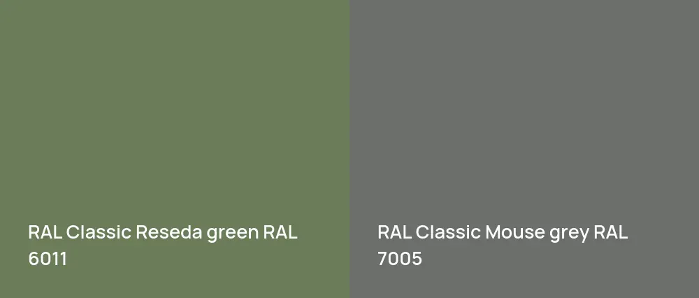 RAL Classic  Reseda green RAL 6011 vs RAL Classic  Mouse grey RAL 7005