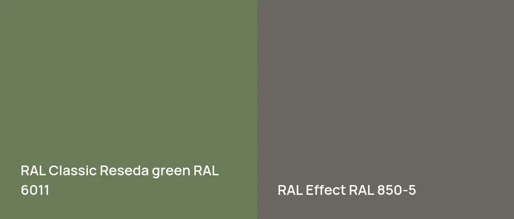 RAL Classic  Reseda green RAL 6011 vs RAL Effect  RAL 850-5