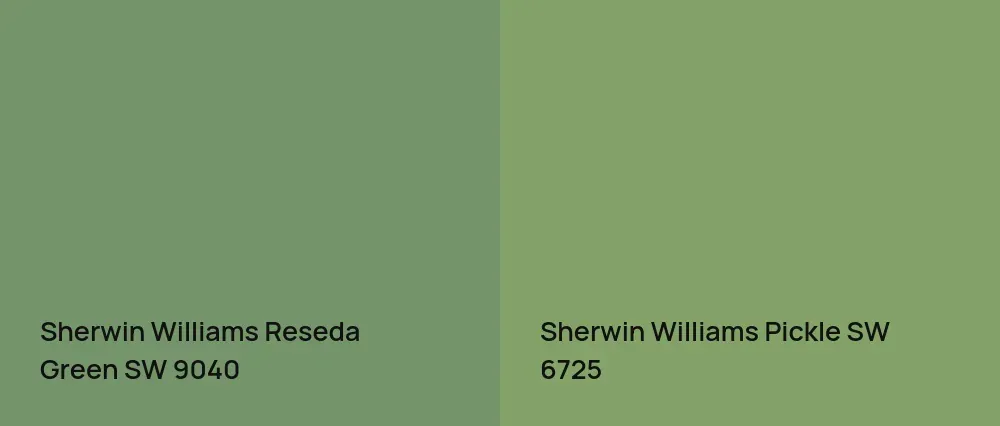 Sherwin Williams Reseda Green SW 9040 vs Sherwin Williams Pickle SW 6725