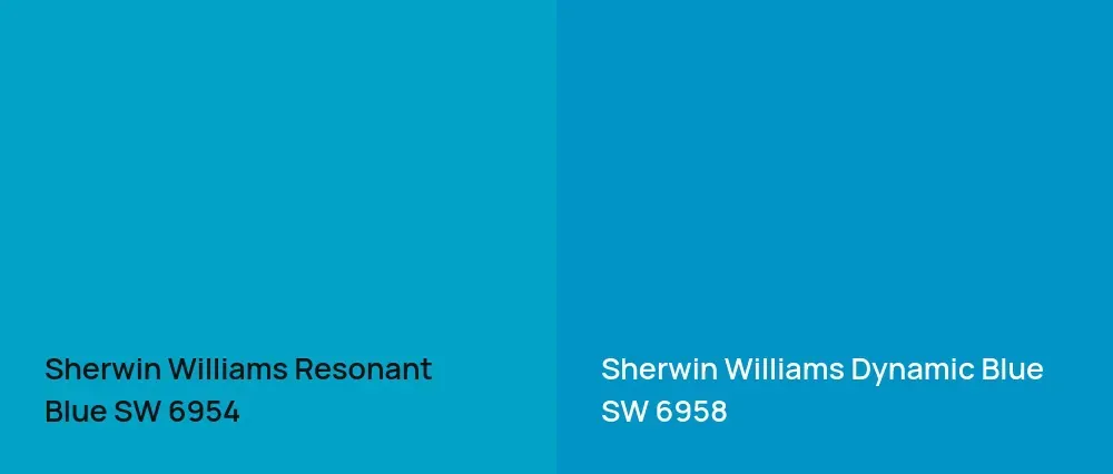 Sherwin Williams Resonant Blue SW 6954 vs Sherwin Williams Dynamic Blue SW 6958
