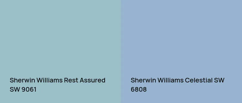 Sherwin Williams Rest Assured SW 9061 vs Sherwin Williams Celestial SW 6808