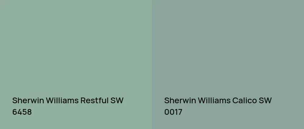 Sherwin Williams Restful SW 6458 vs Sherwin Williams Calico SW 0017