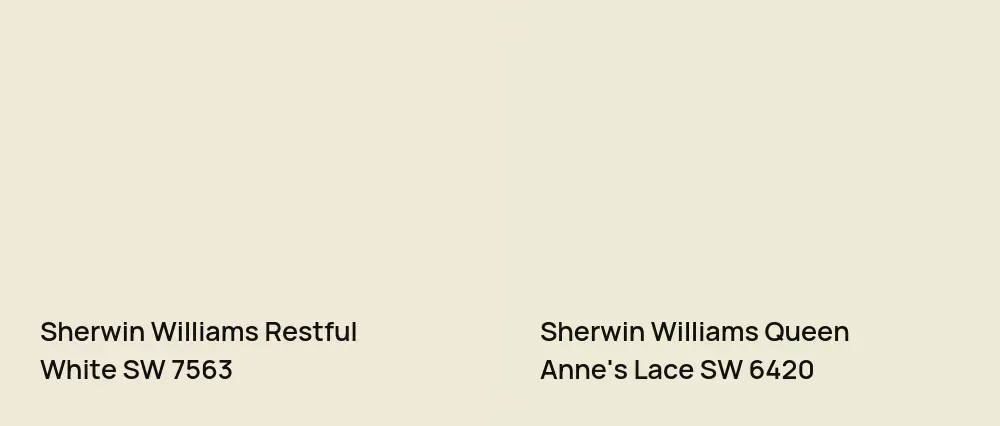 Sherwin Williams Restful White SW 7563 vs Sherwin Williams Queen Anne's Lace SW 6420
