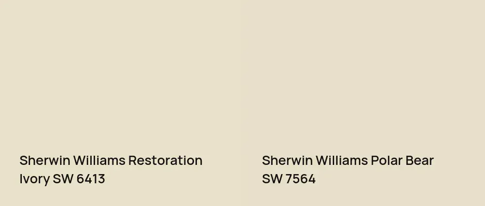 Sherwin Williams Restoration Ivory SW 6413 vs Sherwin Williams Polar Bear SW 7564