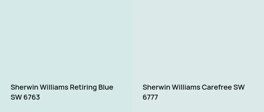 Sherwin Williams Retiring Blue SW 6763 vs Sherwin Williams Carefree SW 6777